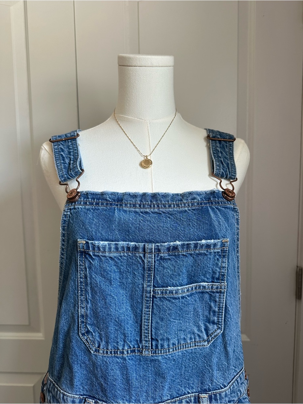 American Eagle Denim Short Overalls - Light Blue Women - Picture 7 of 12